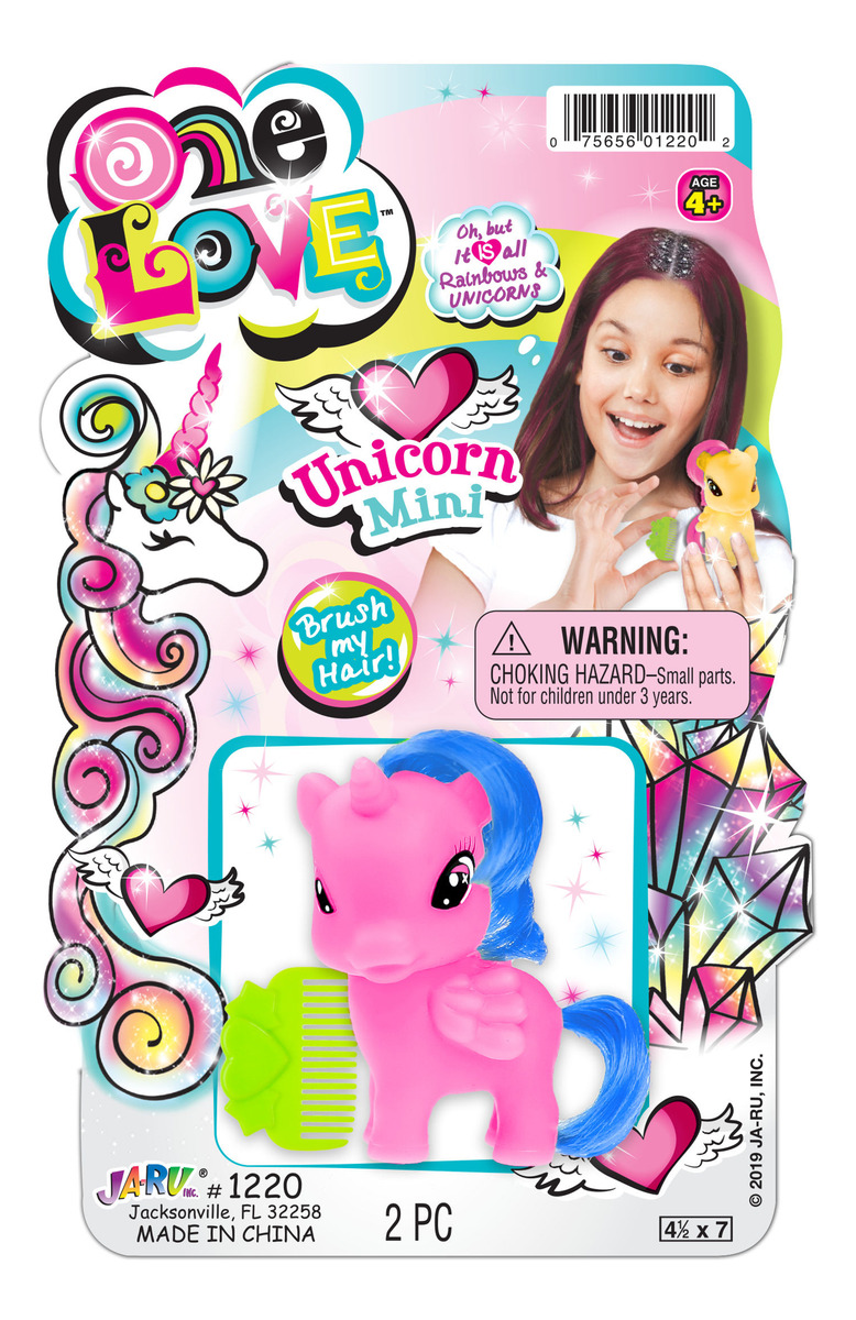 Muñeco Unicornio Mini Pelo + Peine Colores Ja Ru One Love Tx