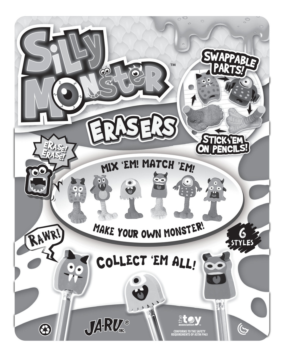 Gomas De Borrar Infantil Silly Monstruos Lapiz Goma Ja Ru Tx