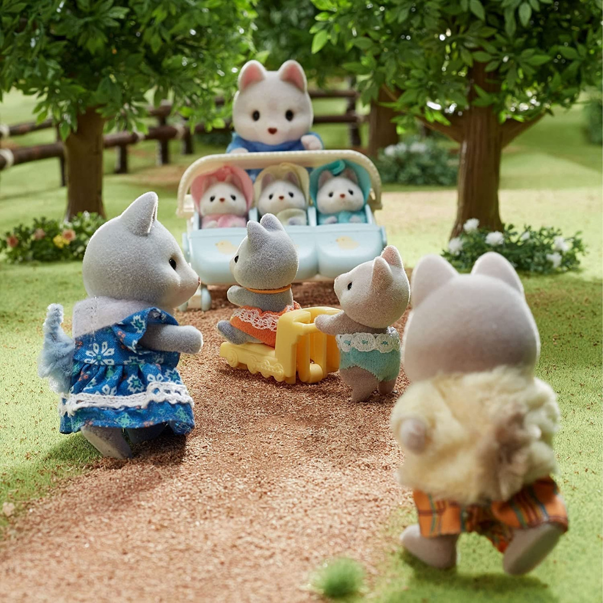 Sylvanian Families Gemelos Bebe Husky Tren Muñeco Juguete Tx