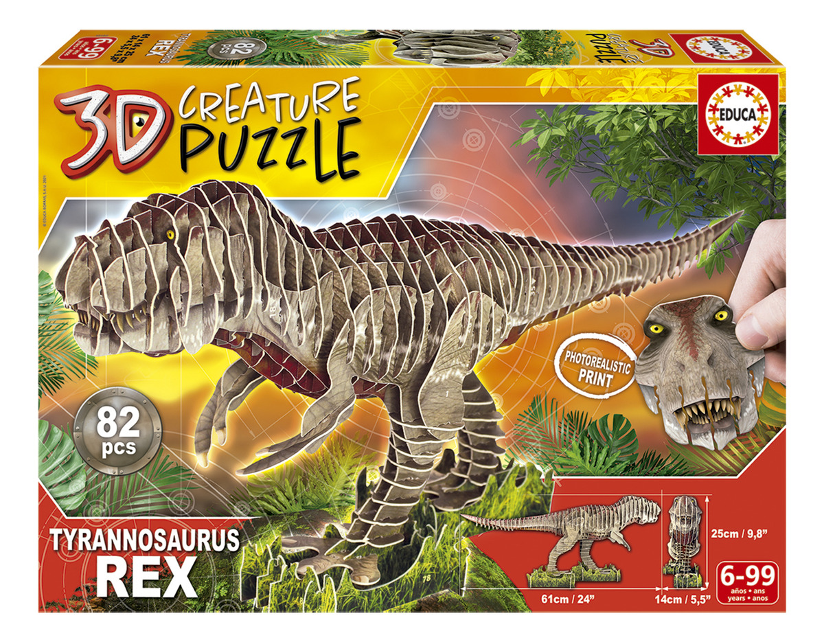 Dinosaurio T-rex 3d Rompezabezas Arma Tu Dinosaurio Educa Tx