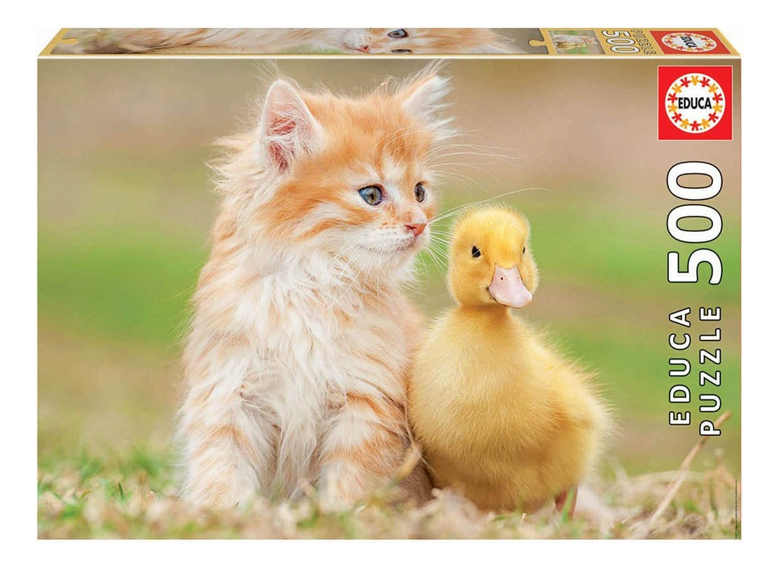Puzzle Rompecabeza Educa Animales Amigos Pato Gato 500 Pieza