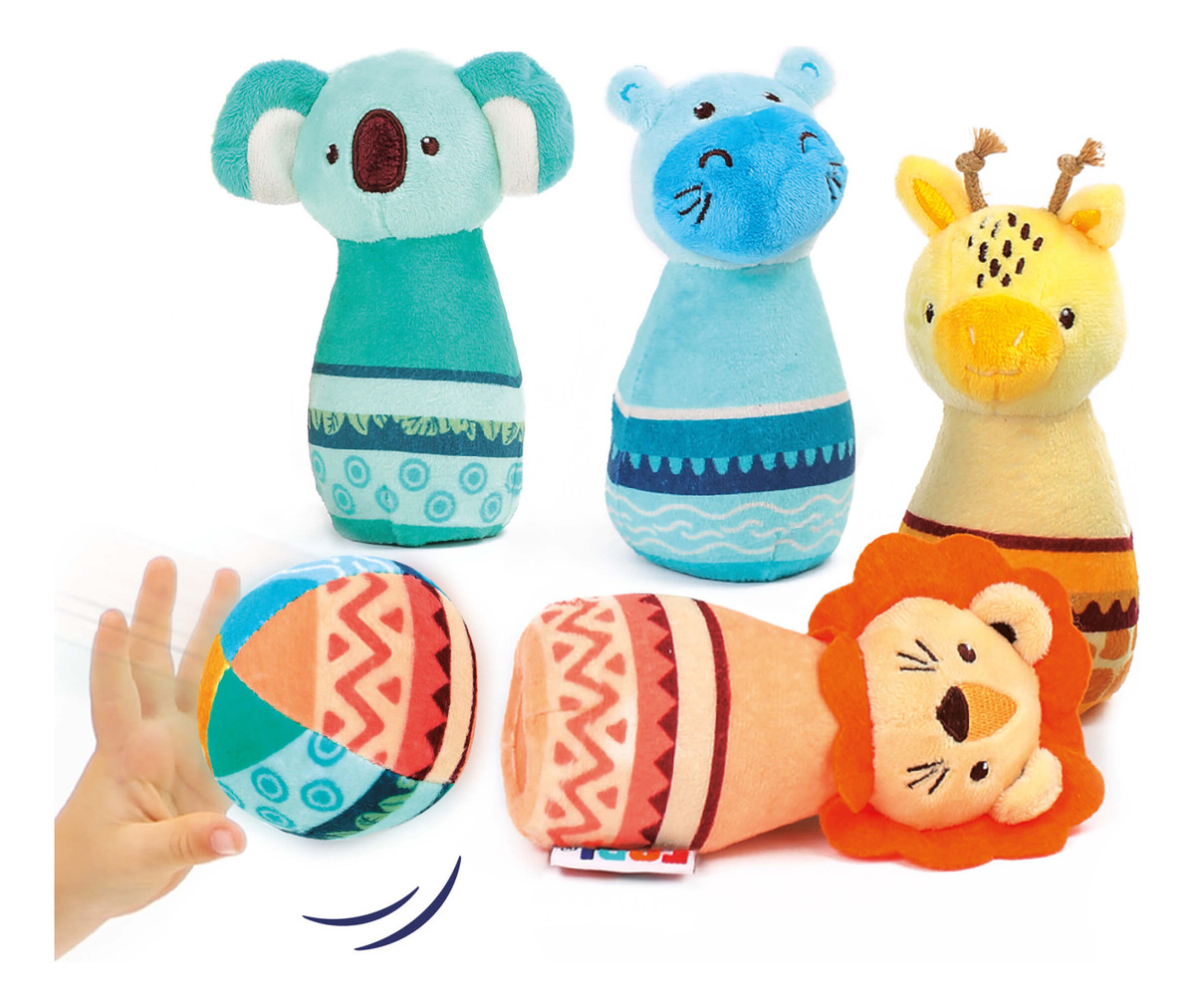 Juego Bolos Acolchonados Bebe Tela Ludi Baby Sensorial Trex