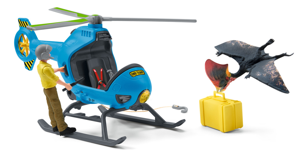 Set Ataque Aéreo Dinosaurios Schleich Helicóptero Trex