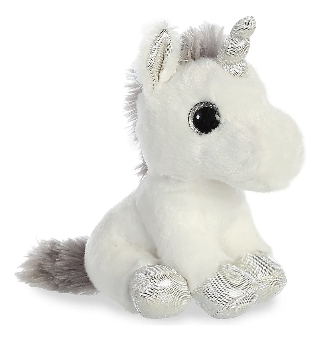 Peluche Unicornio Plateado Aurora Super Felpa Juguete Trex