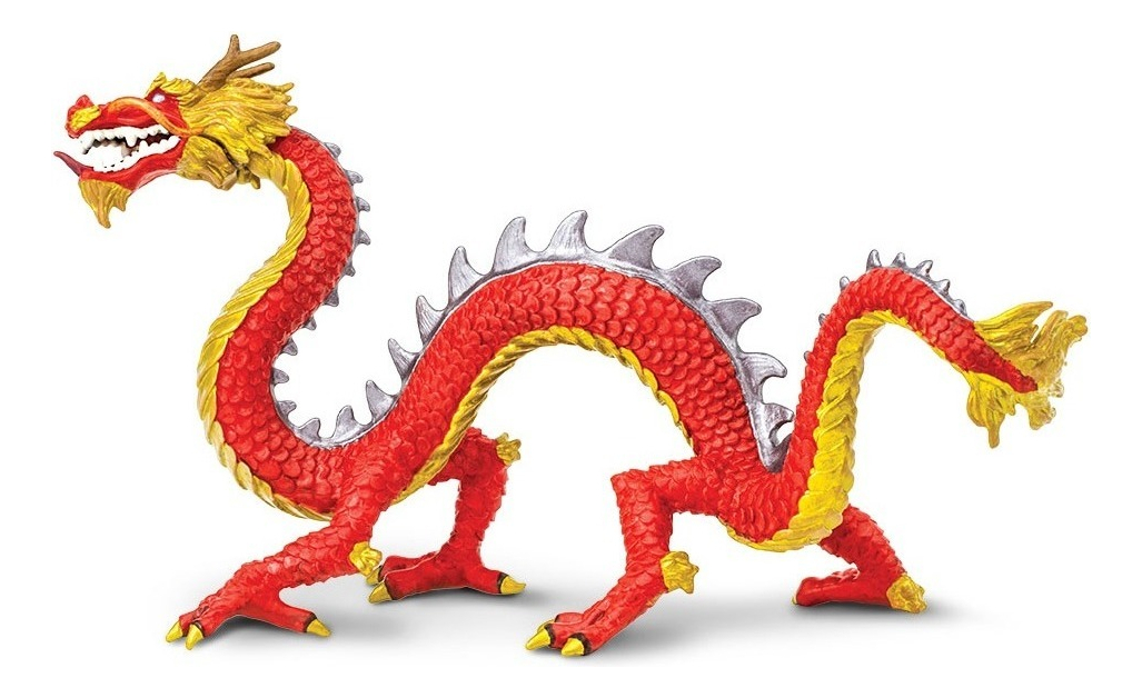 Safari Dragon Rojo Chino Suerte Cuernos Mitología Animal