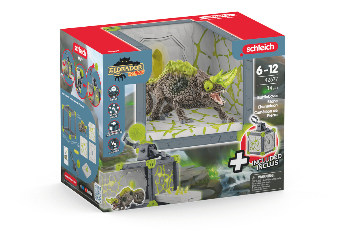 Set Figura Jaula Monstruos Camaleon Piedra Eldrador Schleich