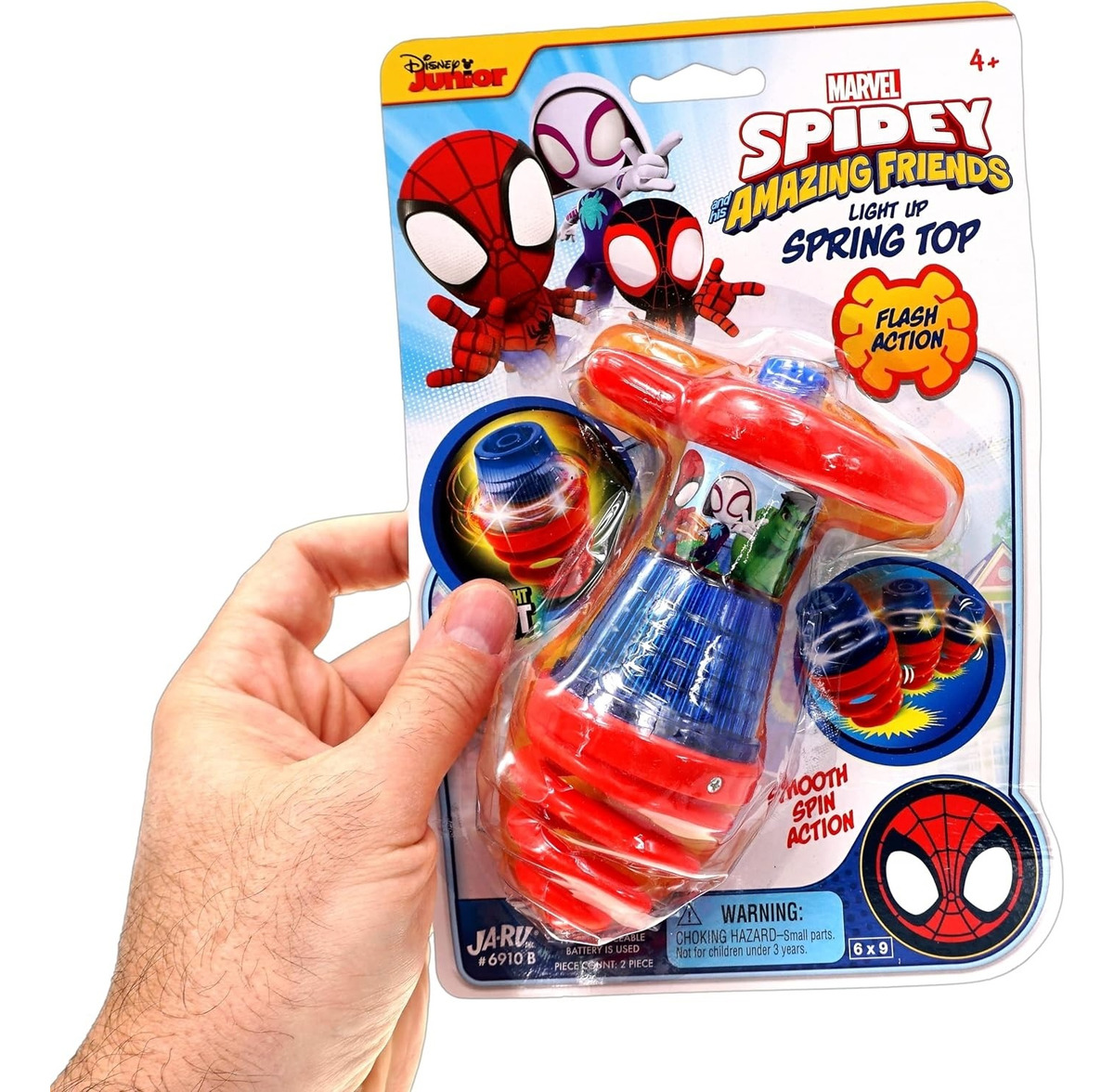 Trompo Juego Infantil C/ Luz Y Lanzador Disney Mickey Spidey
