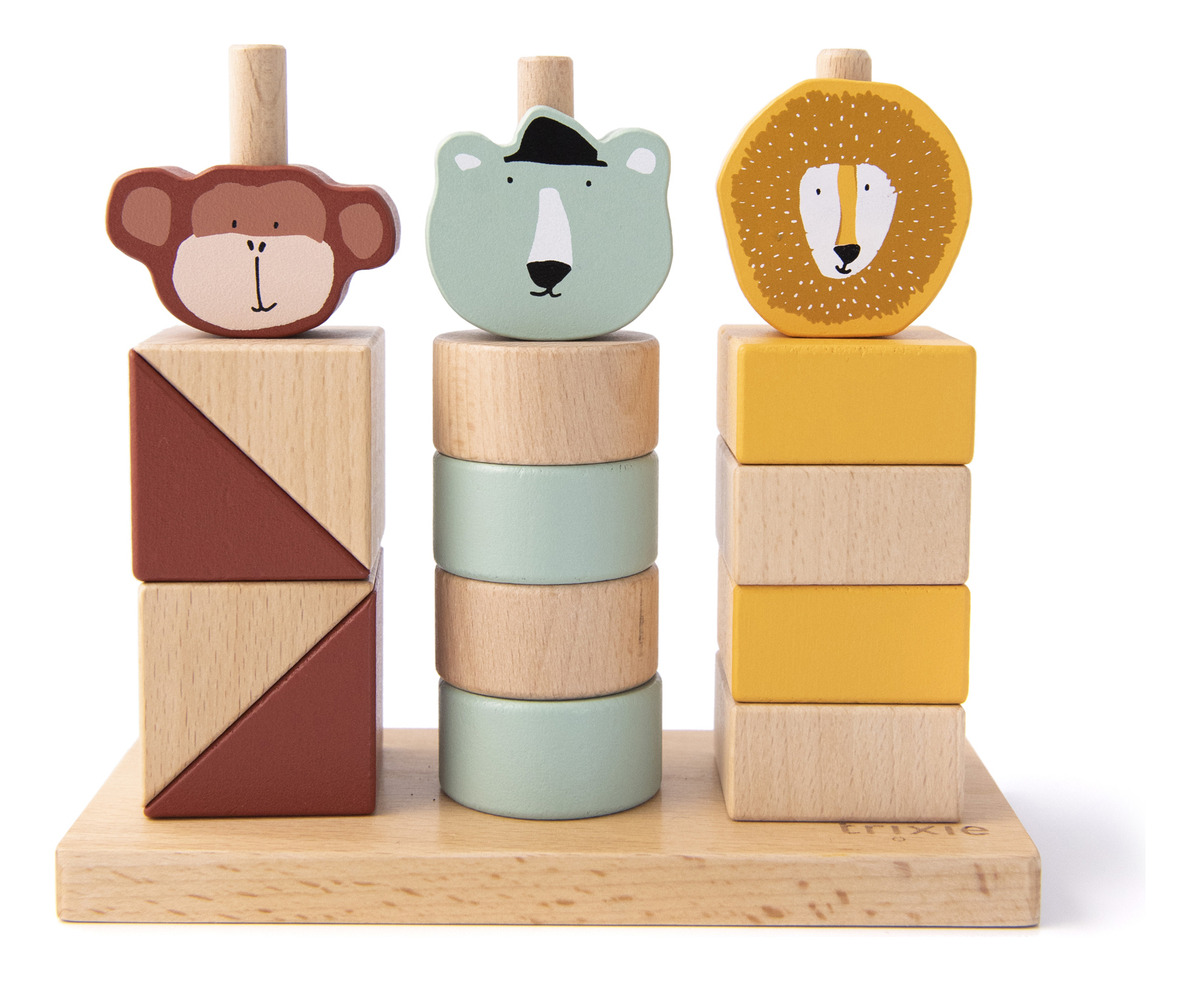 Bloques Apilable Madera Encastre Animales Didactico Bebe Trx