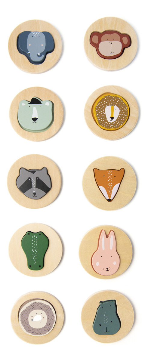 Juego Encastre Formas Animales Madera Trixie Rompecabeza Tx