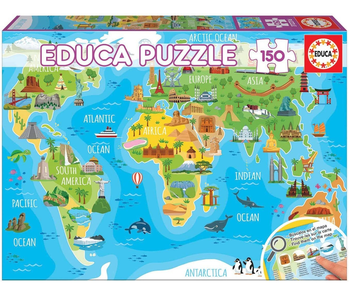 Puzzle 150 Piezas Mapamundi Monumentos Rompecabezas Educa Tx