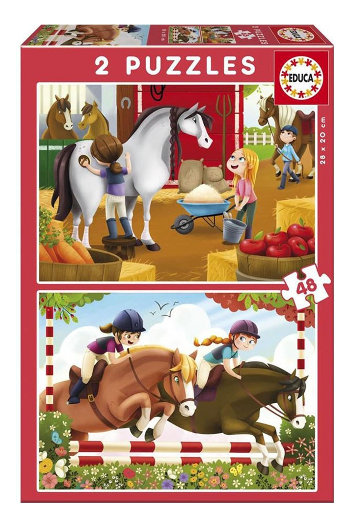Set Puzzle Caballo Establo Rompecabezas Niños Educa Bebe Tx