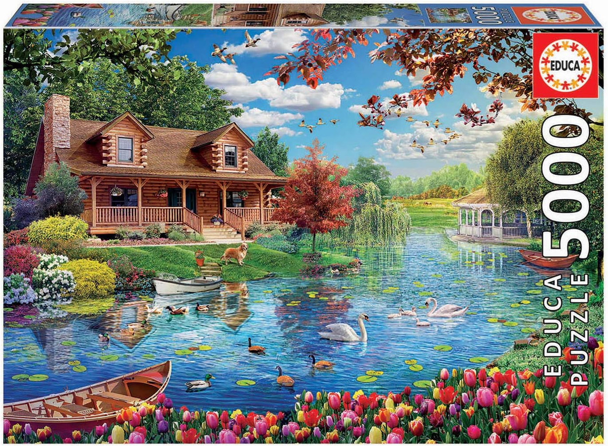 Puzzle Educa Rompecabeza 5000 Piezas Casita En El Lago Trex