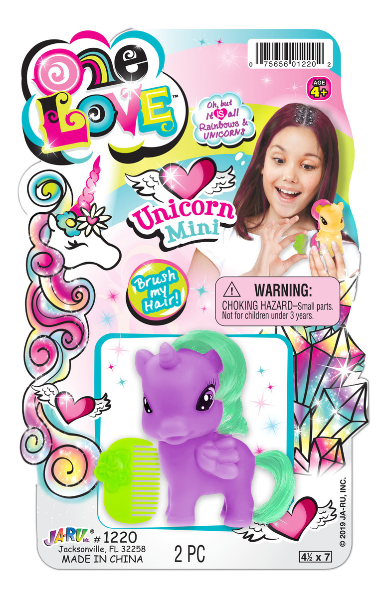 Muñeco Unicornio Mini Pelo + Peine Colores Ja Ru One Love Tx