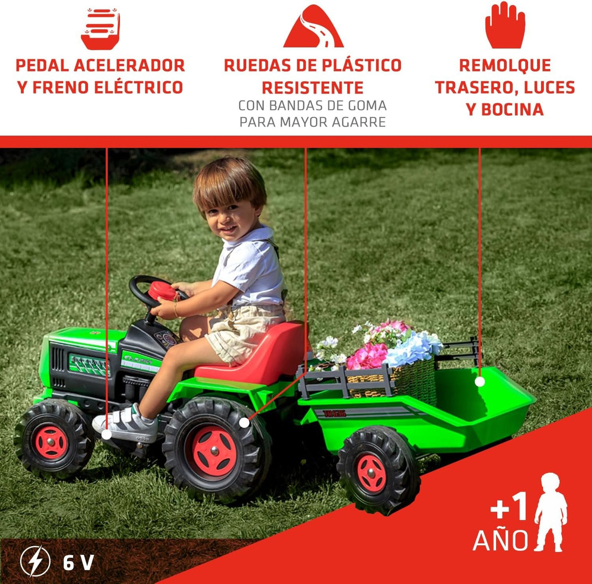 Tractor A Bateria Zorra Injusa Resistente Infantil Calidad