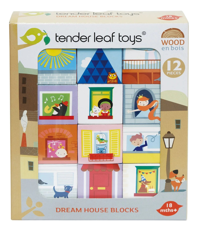 Bloques Casa Sueño Tender Leaf Niñez Juguetes Madera Niño Tx