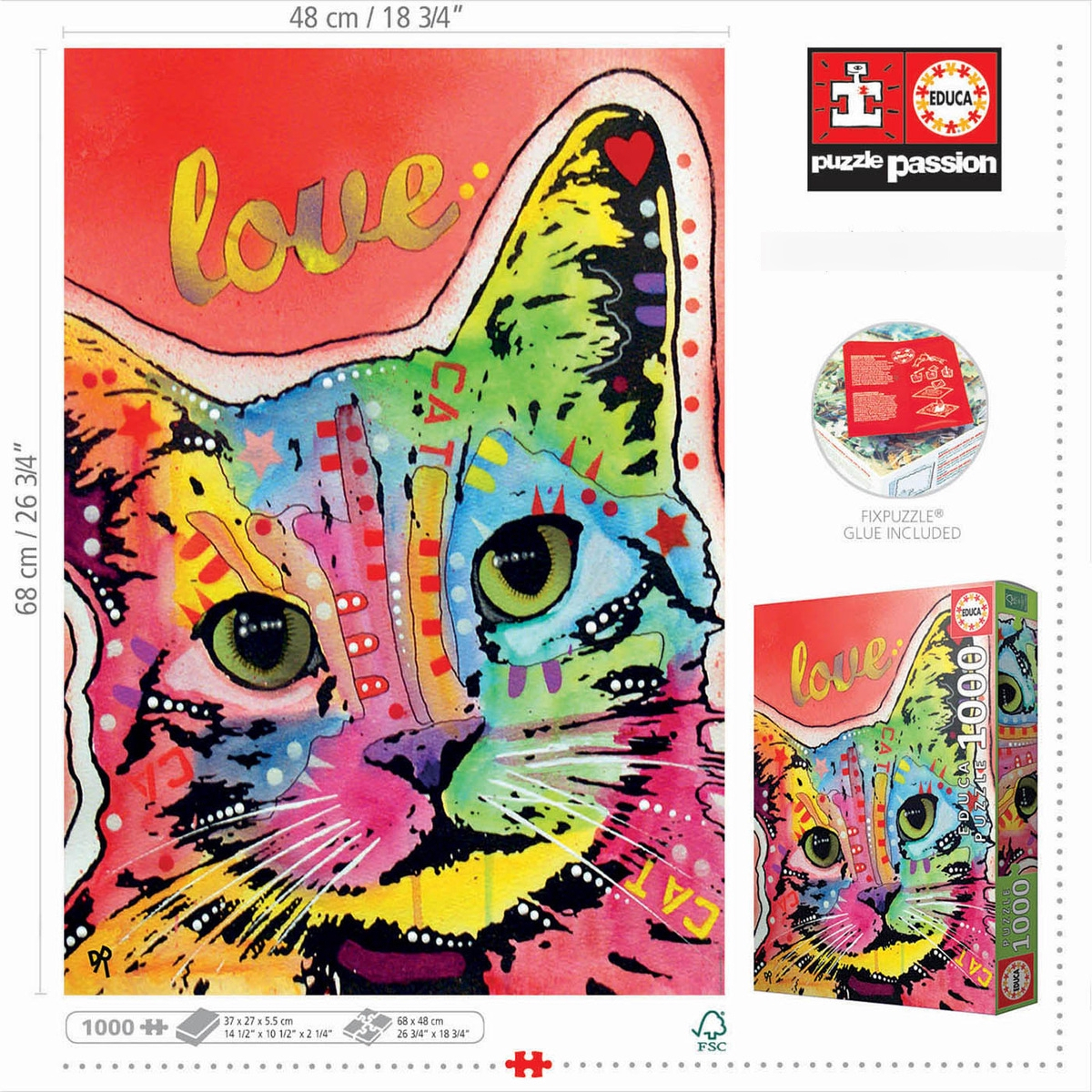 Puzzle Rompecabezas Cat Love Amor Gato Colores 1000pcs Educa