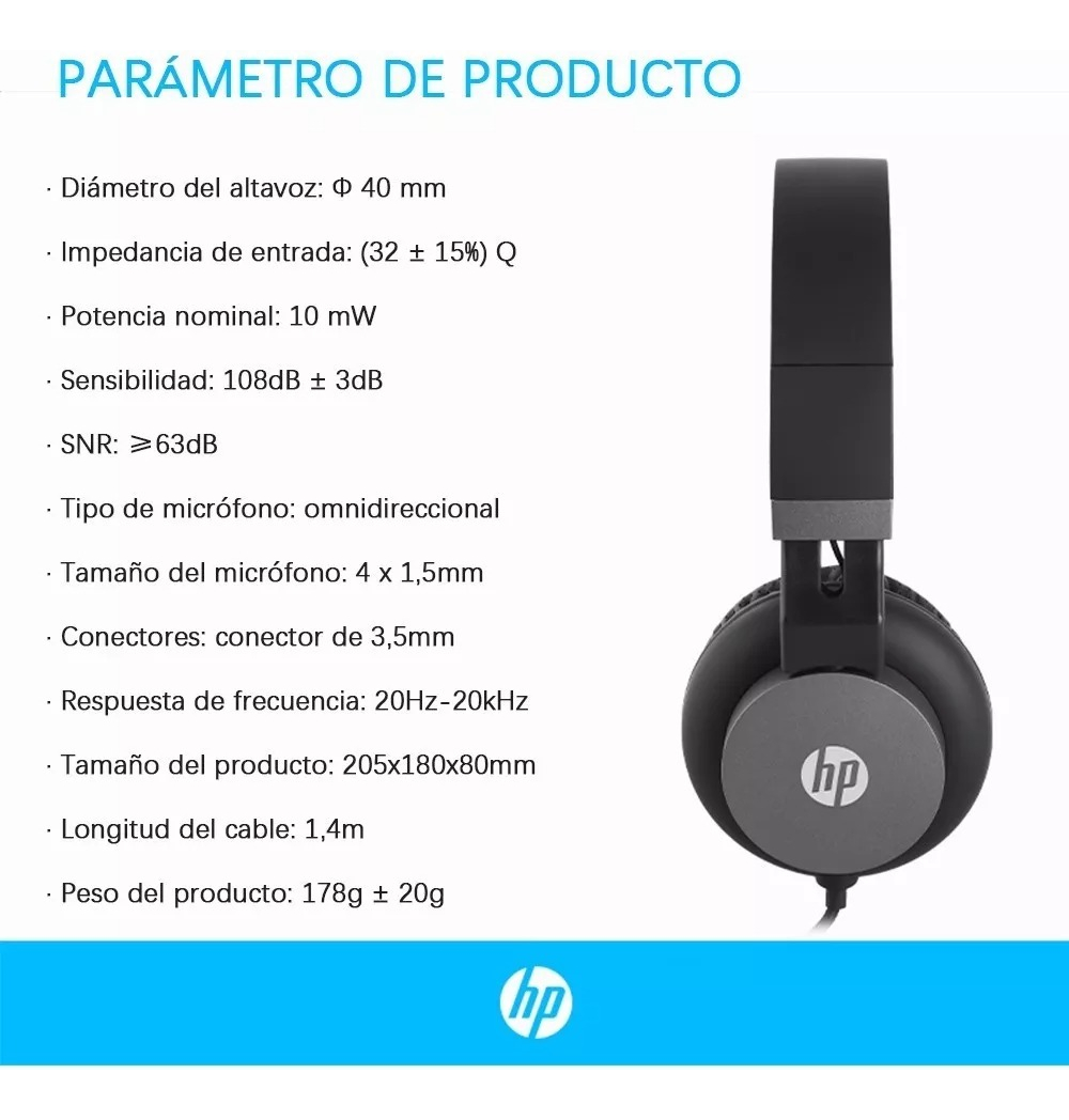 Auriculares Gamer Hp Auxiliar Plegable Cascos Microfono Trex