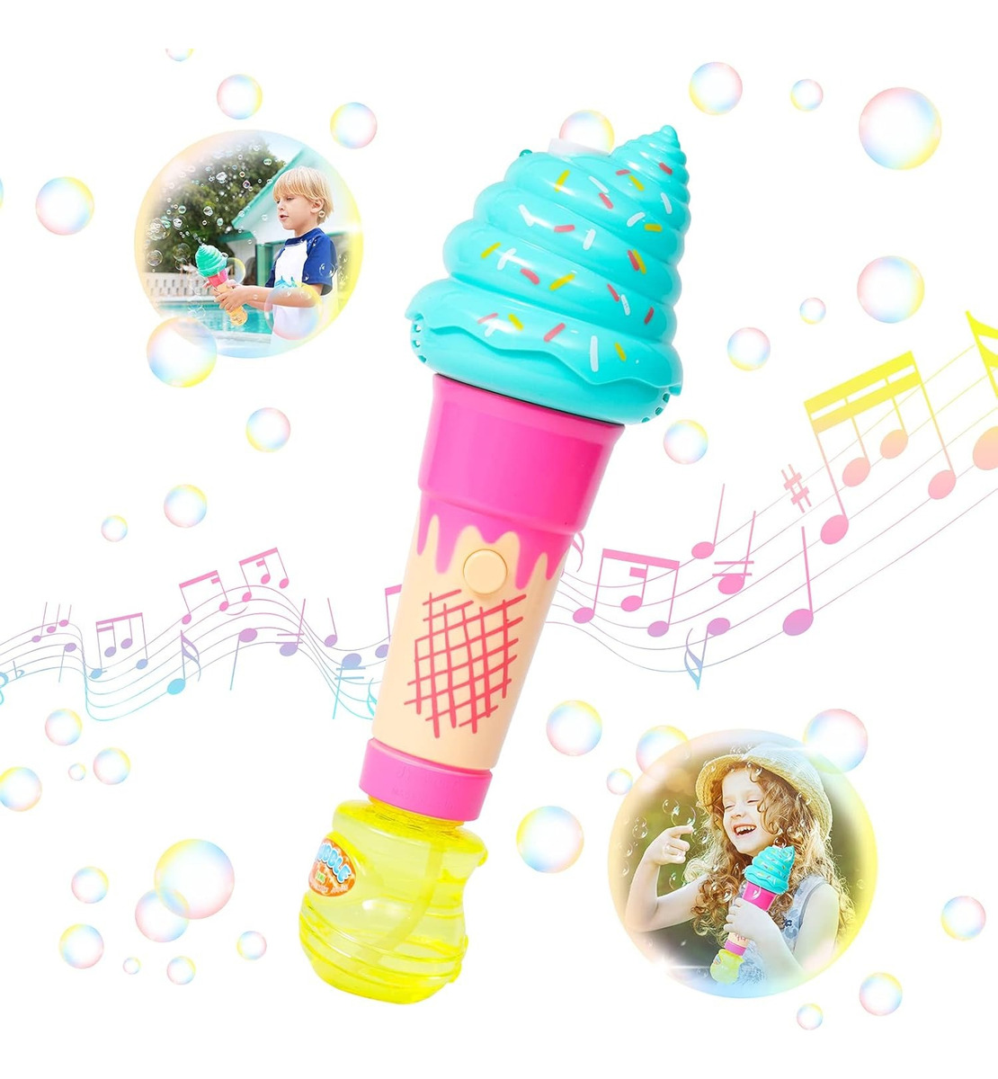 Bubujero Automatico Helado C/ Luz + Recarga Ja Ru Burbujas