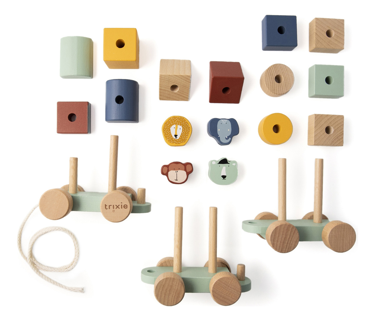 Juego Tren Bagones Animales Arrastre Madera Trixie Infantil
