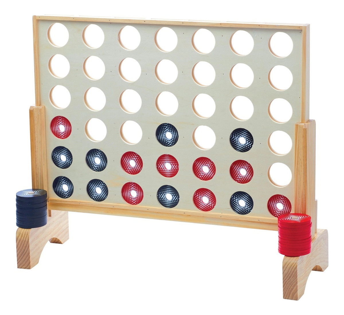 Juego 4 En Linea Fila Gigante De Madera + 40 Fichas Trex