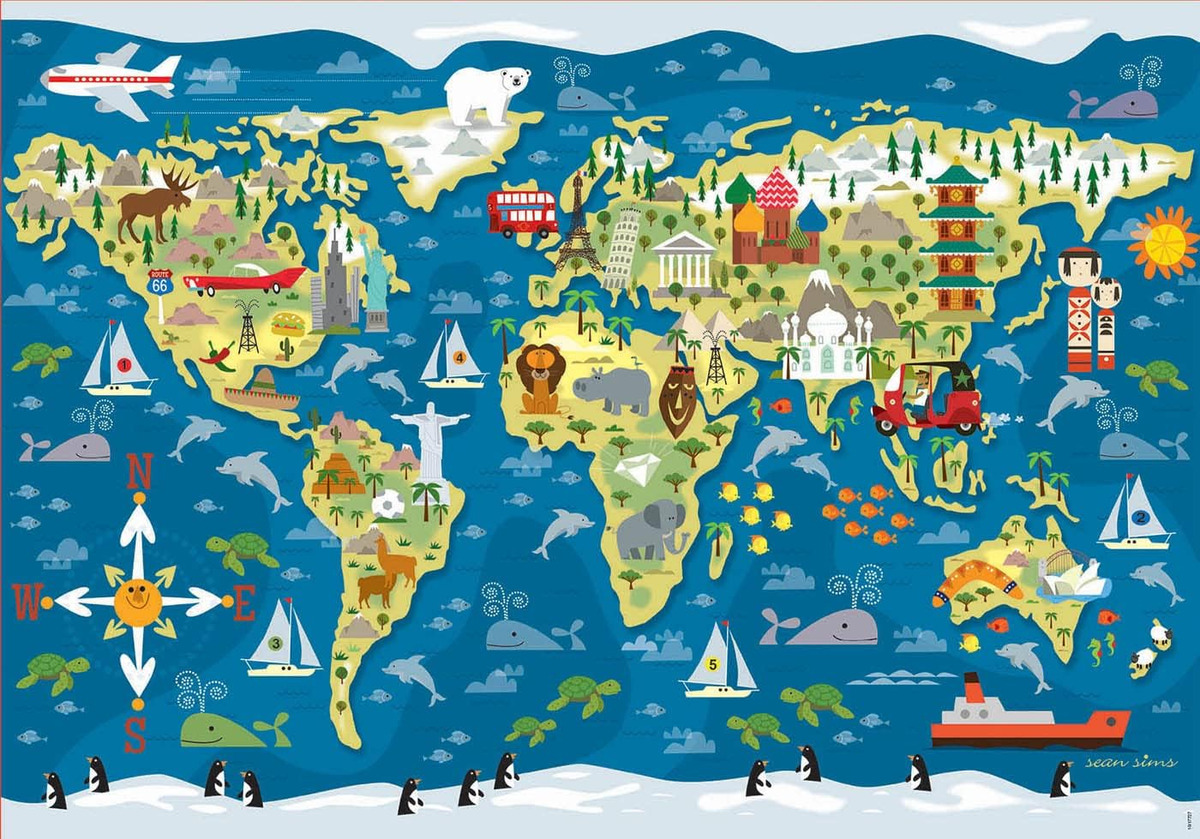 Puzzle 200 Piezas Mapamundi Aldeas Infantiles Rompecabezas ®