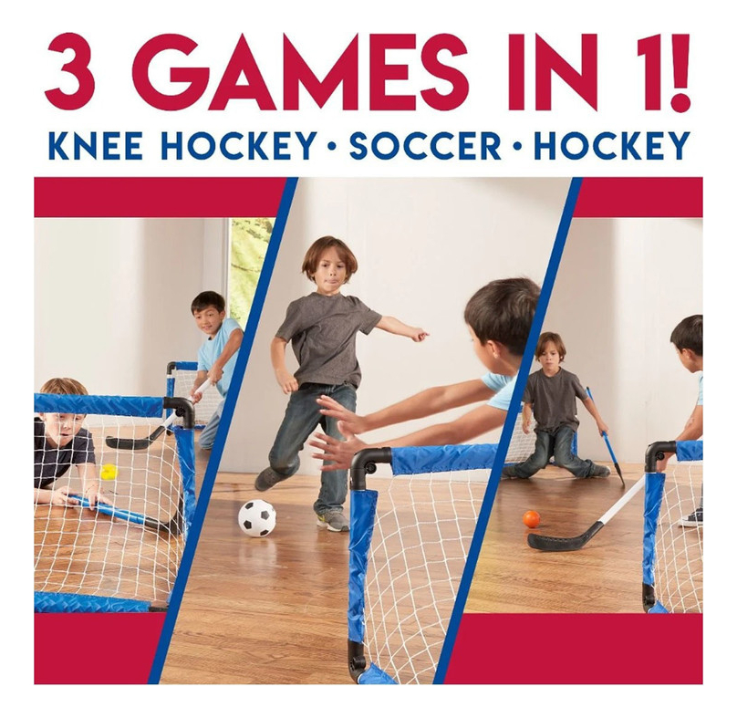 Set Hockey Futbol Porteria Arco Palos Pelota 3 En 1 Franklin