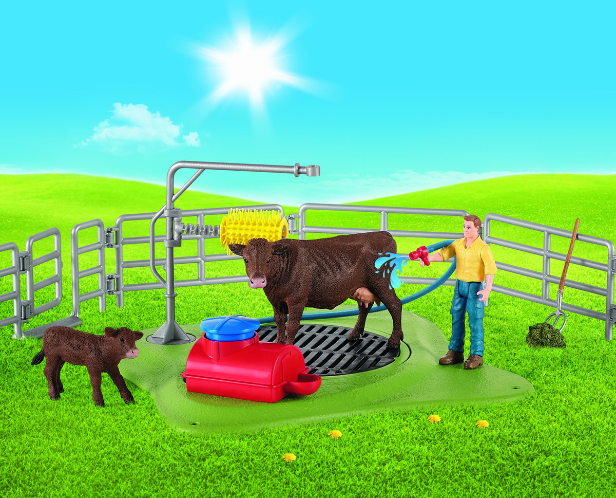 Set Figuras Estacion Lavado Vacas Animal Granja Schleich Tx