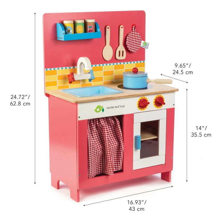 Cocina Pastel Cereza Tender Leaf Juego Niñez Madera Niño Tx