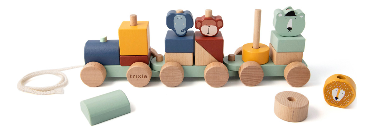 Juego Tren Bagones Animales Arrastre Madera Trixie Infantil