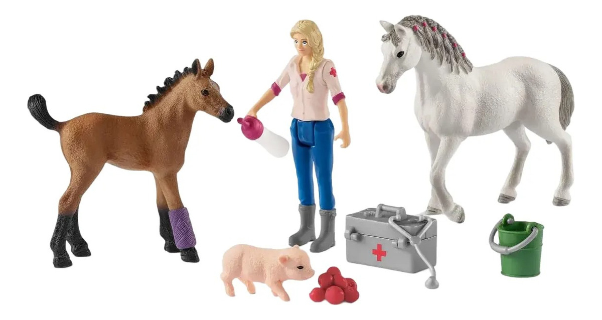 Figura Veterinario Yegua Y Potro 42486 Schleich Trex