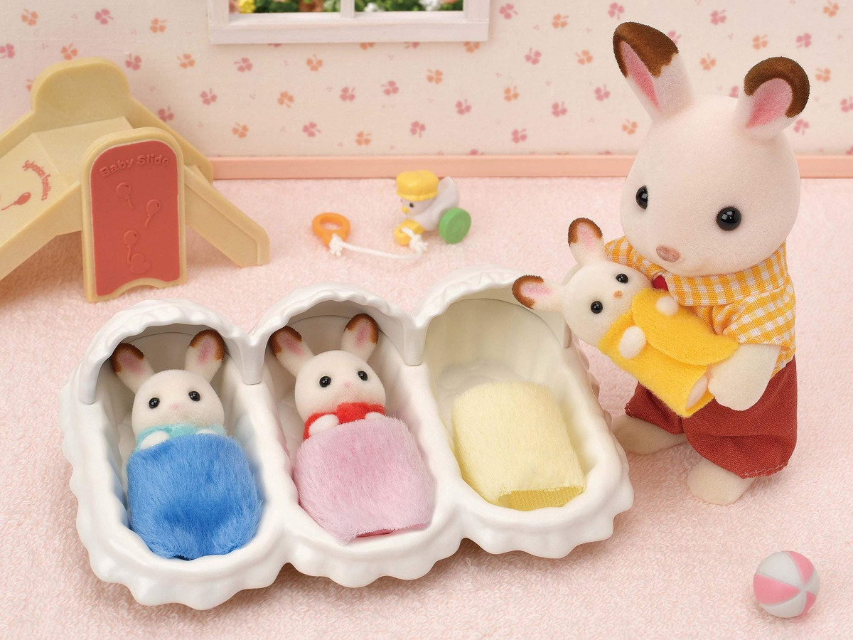 Sylvanian Families Set Trillizos Bebés Cuna Sillas Mantas Tx