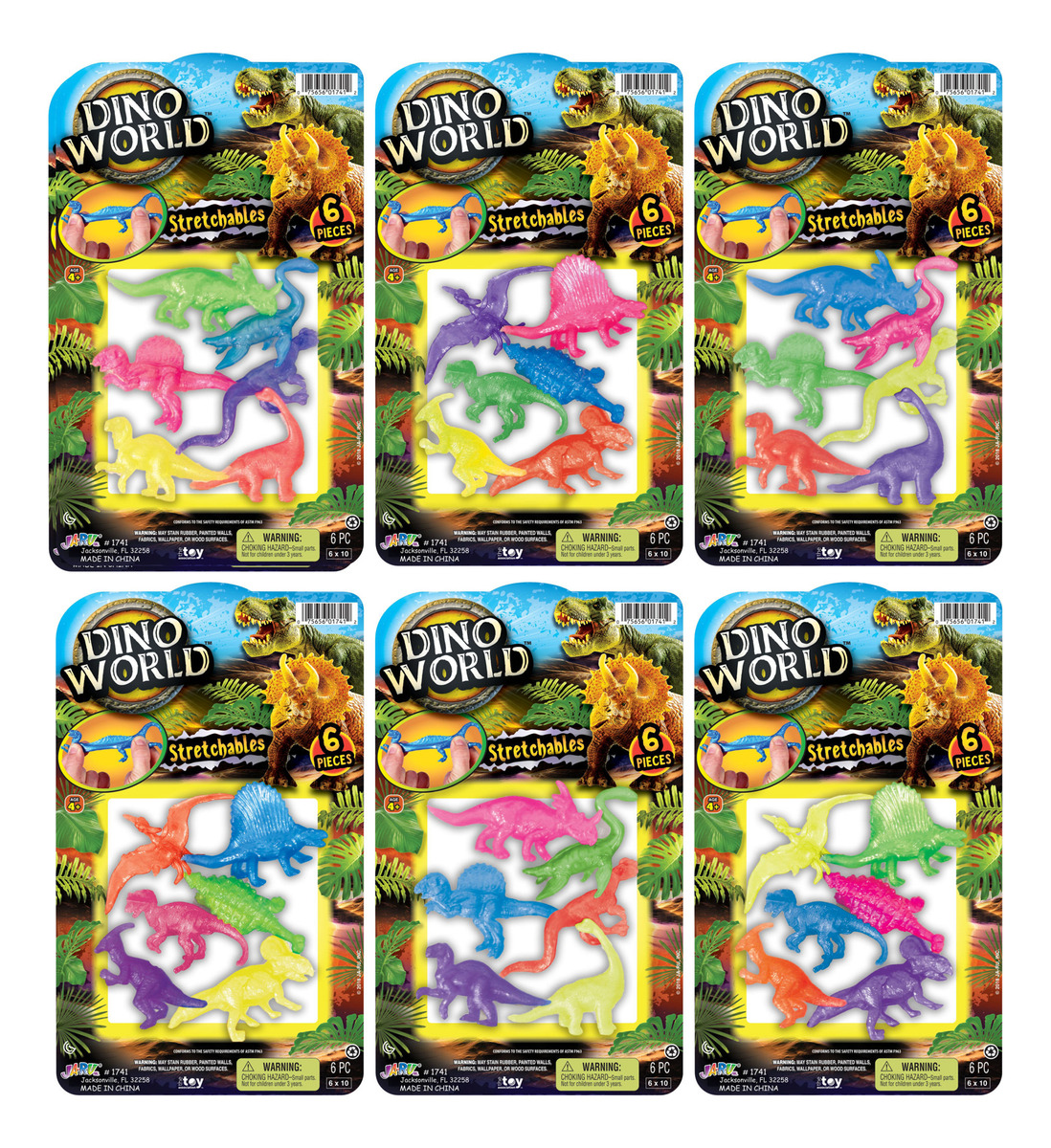 Pack Figuras Dinosaurios Estirables X6 Pc Ja Ru Dino World