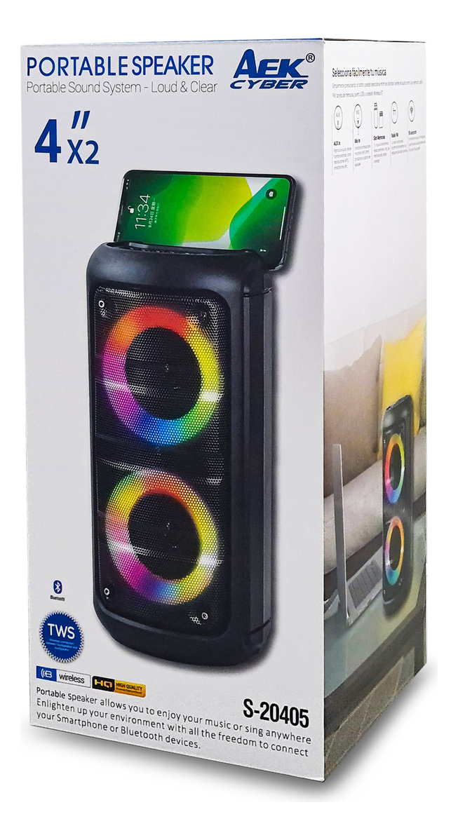 Parlante Portátil Luces Rgb Bluetooth Usb Karaoke Radio Trex
