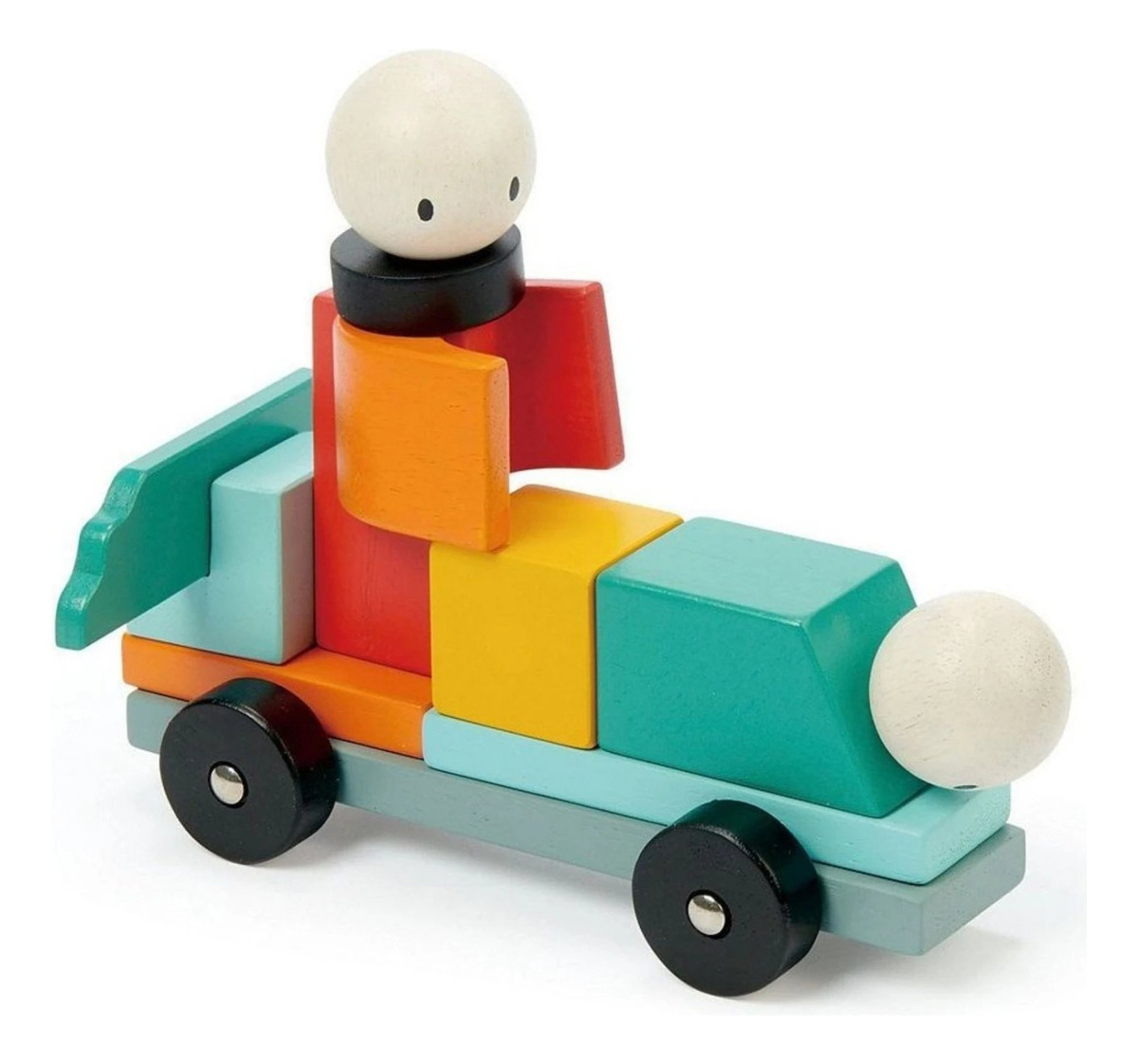 Auto De Carrera Tender Leaf Madera Magnetico Magblocs Trex