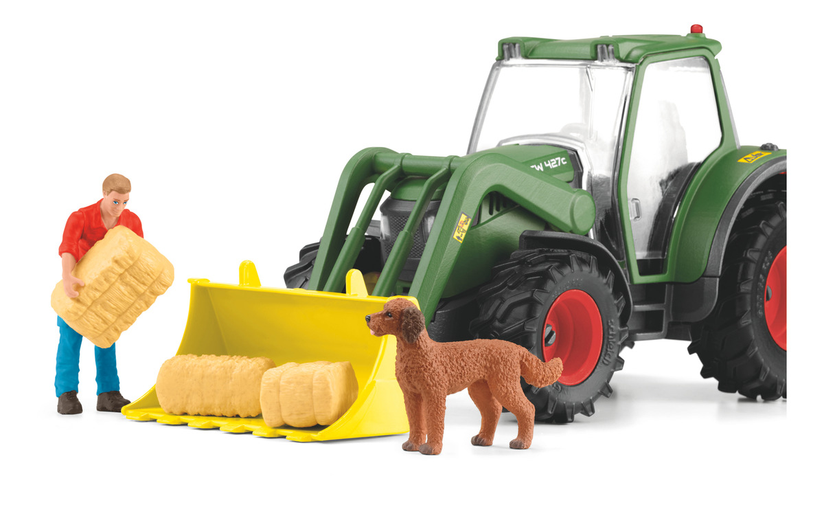 Set Figuras Tractor Con Trailer Granja Animal Schleich Trex