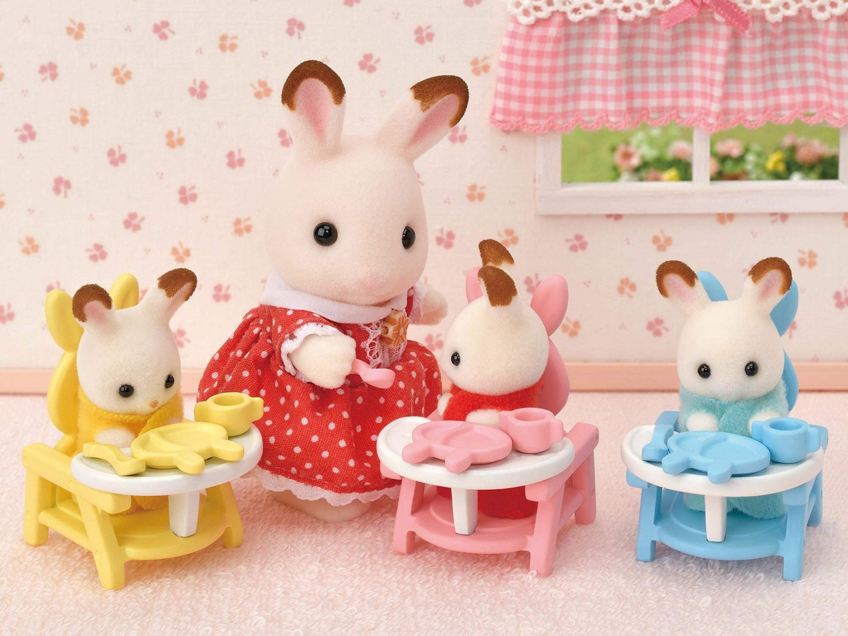 Sylvanian Families Set Trillizos Bebés Cuna Sillas Mantas Tx