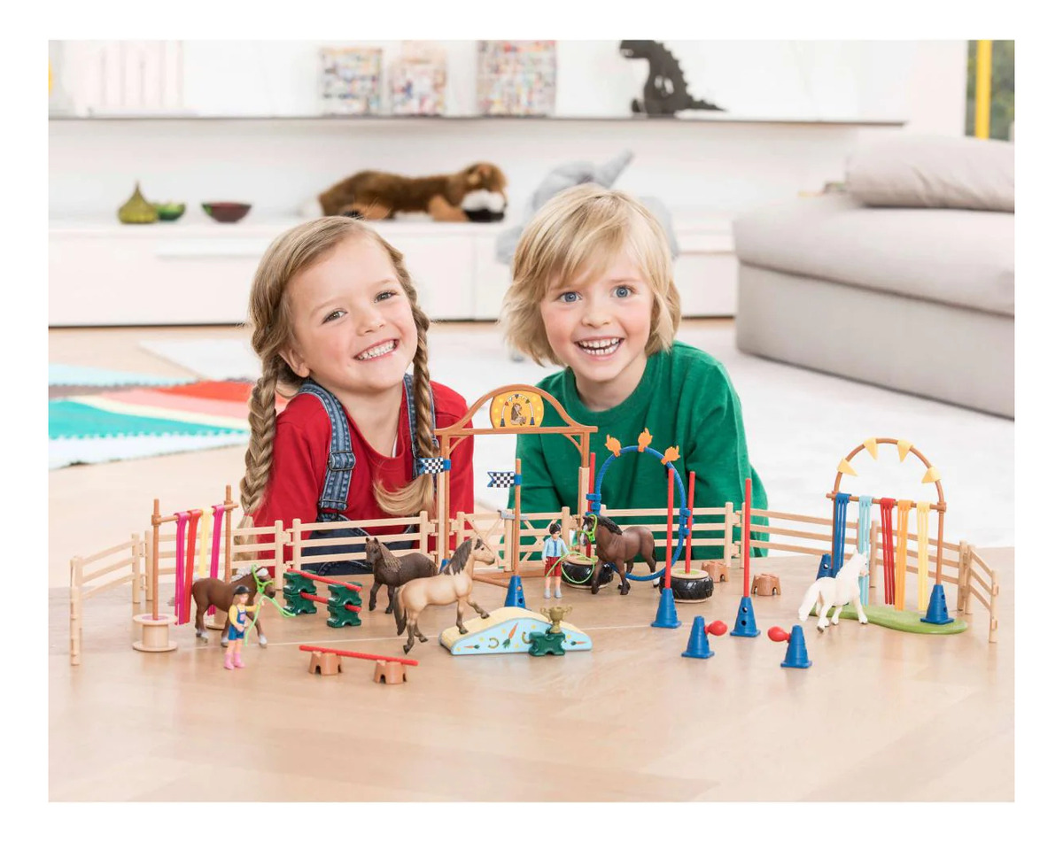 Set Juego Obstáculo Cortina Schleich Farm World Granja Trex