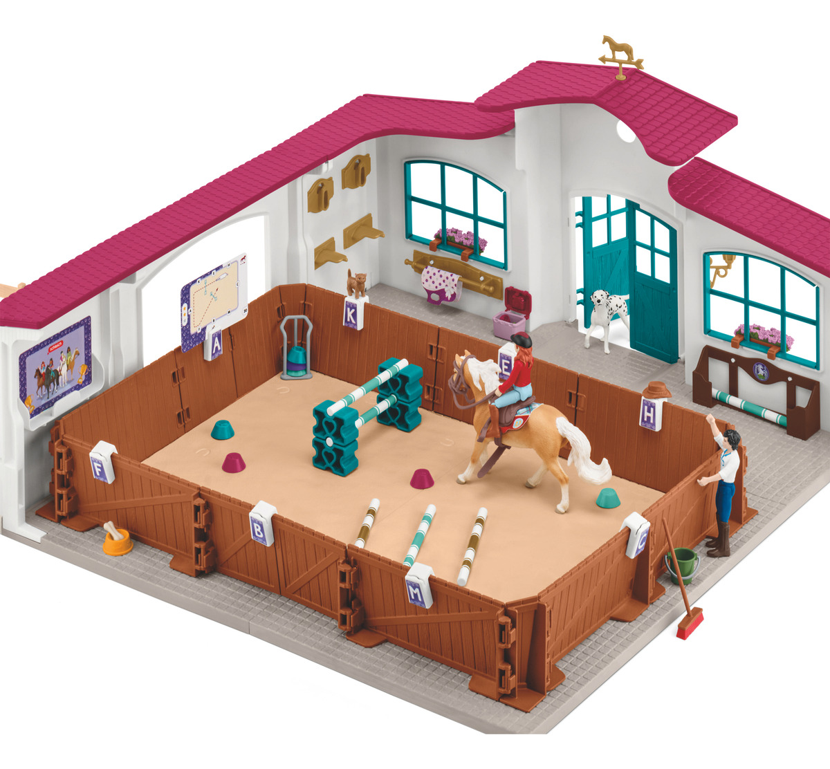 Set Figura Picadero Cubierto Caminador Caballos Schleich Tx