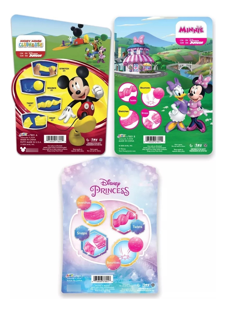 Juego Slime Elástico Antiestres Disney Princesa Mickey Jaru