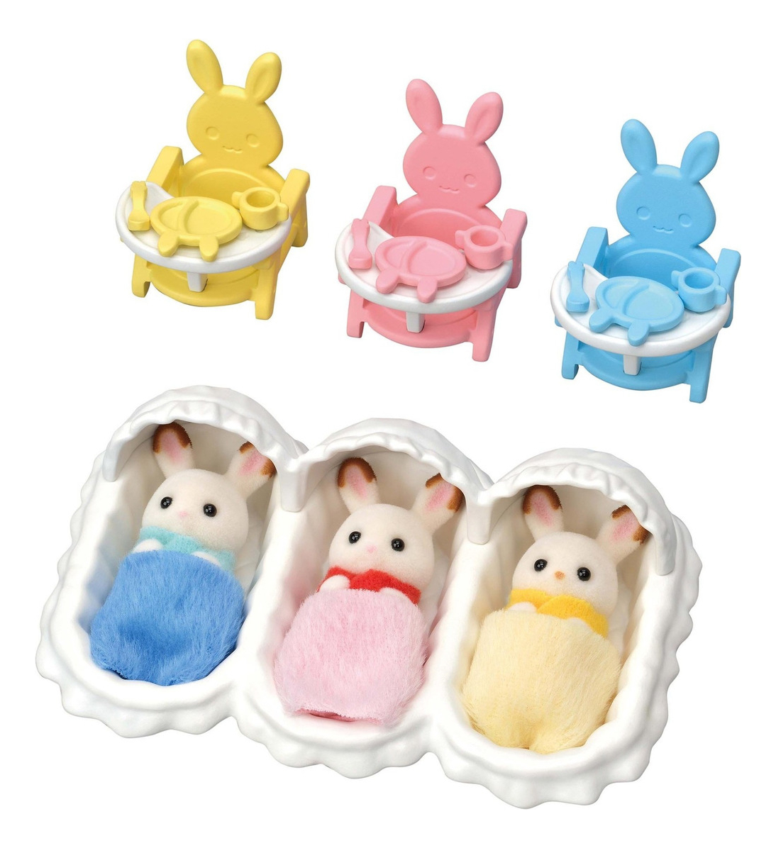 Sylvanian Families Set Trillizos Bebés Cuna Sillas Mantas Tx