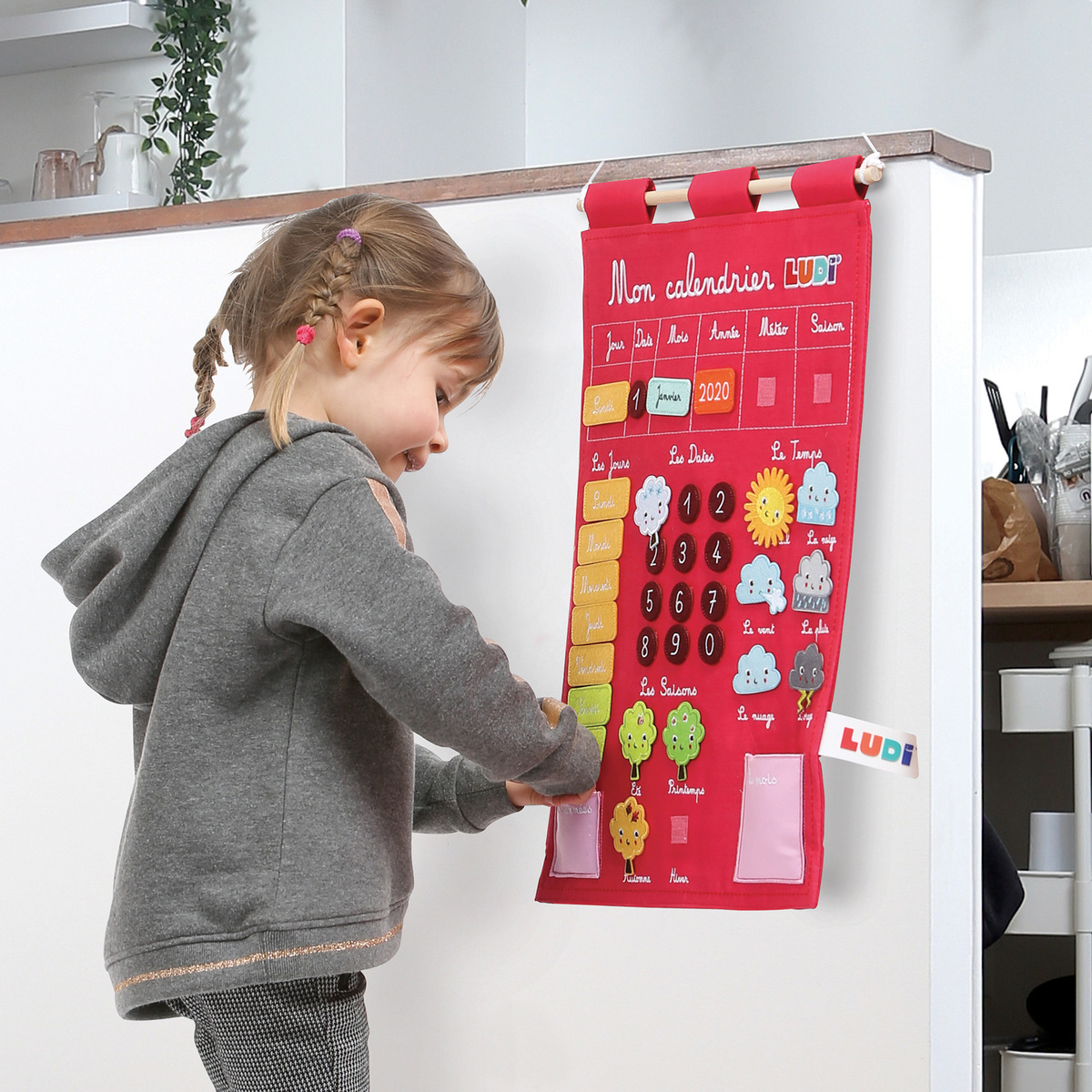 Juego Calendario Infantil Educativo Pared Tela Figuras Ludi