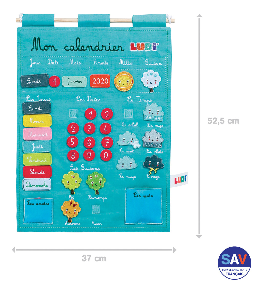 Juego Calendario Infantil Educativo Pared Tela Figuras Ludi