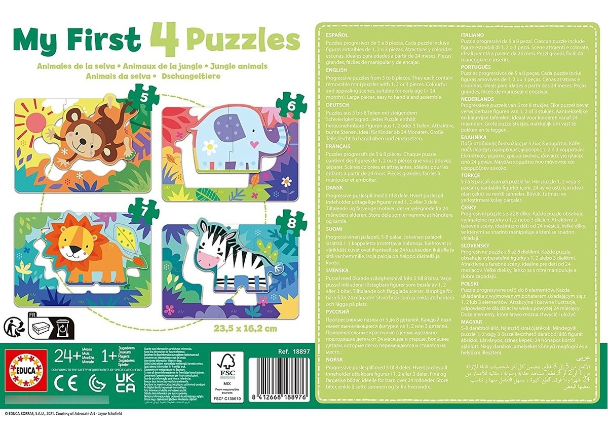 Set Puzzle Leon Elefante Niños Bebes Educa Rompecabezas Tx