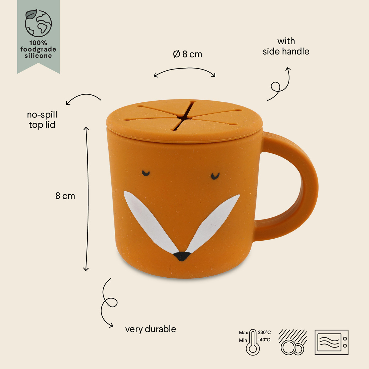 Taza Snacks Silicona Para Bebe Trixie Baby Mr Fox Trex