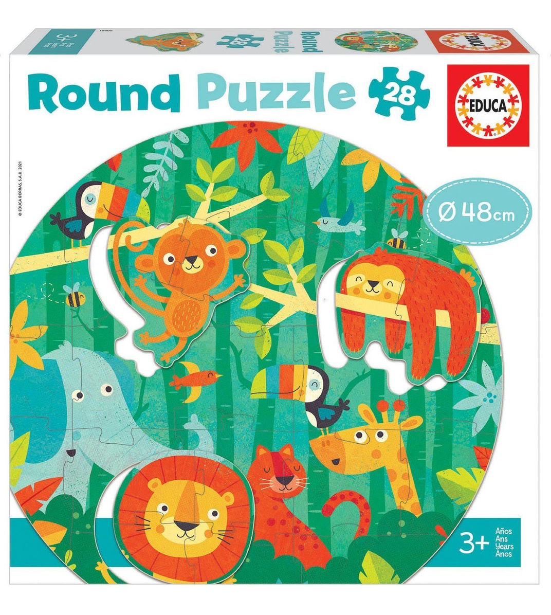 Set Puzzle Circular Animales Mono Educa Rompecabezas Niños