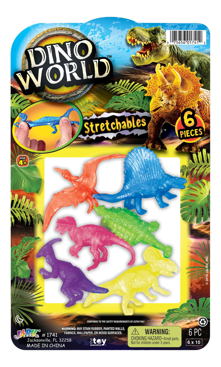 Pack Figuras Dinosaurios Estirables X6 Pc Ja Ru Dino World