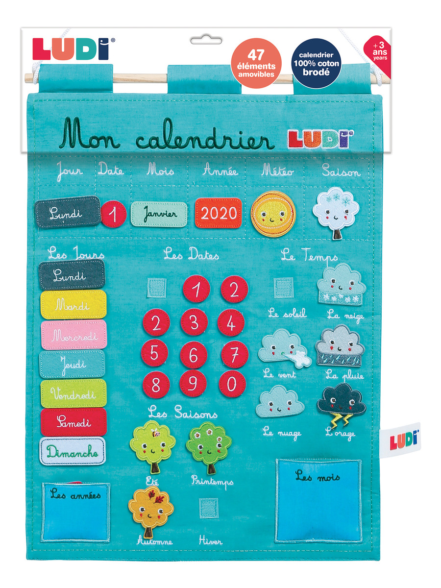 Juego Calendario Infantil Educativo Pared Tela Figuras Ludi