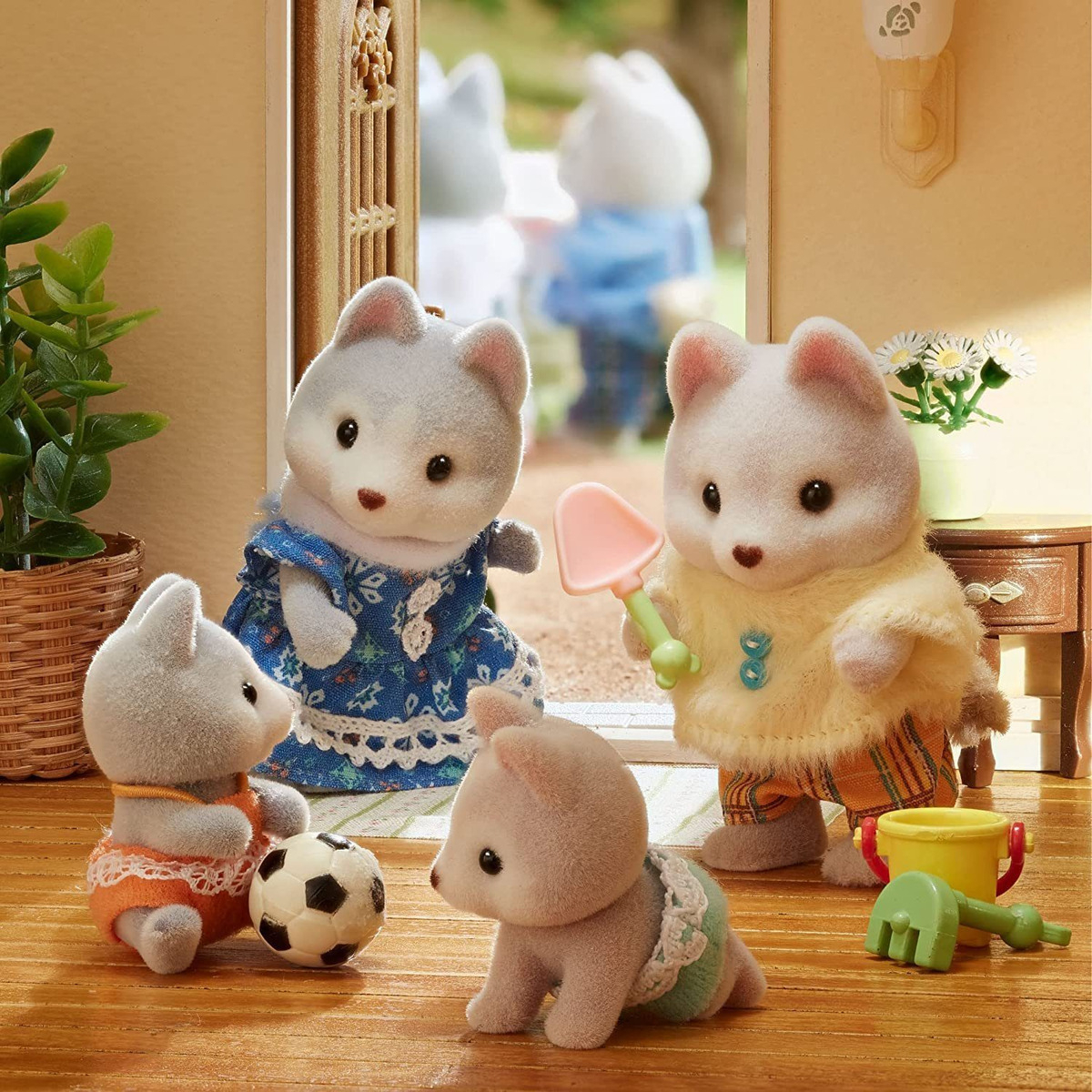 Sylvanian Families Gemelos Bebe Husky Tren Muñeco Juguete Tx