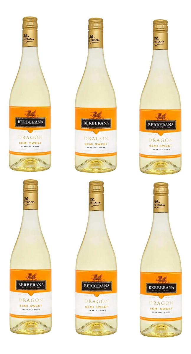 Vino X6 Dragon Blanco Semi Sweet Berberana Botella 750 Ml Tx