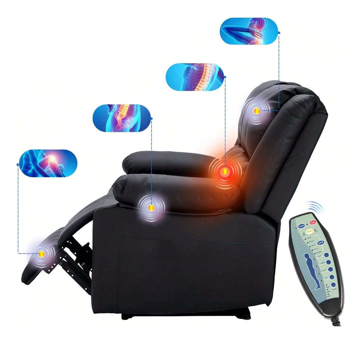 Sillón Reclinable 2 Cuerpos Masajeador Electrico Living Trex